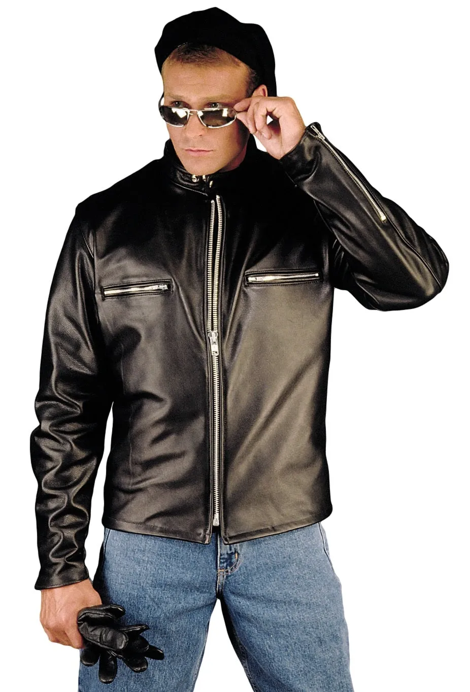 REED Men's Naked Cow Leather Motorcycle Jacket Made in USA