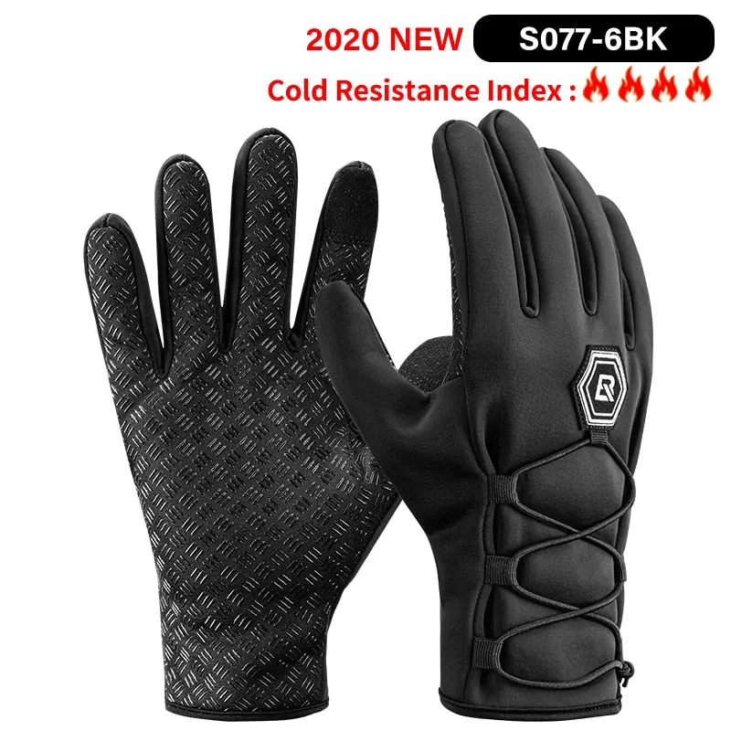 ROCKBROS Touch Screen Bike Gloves Winter Thermal Windproof Warm Full Finger Cycling Glove Anti-slip