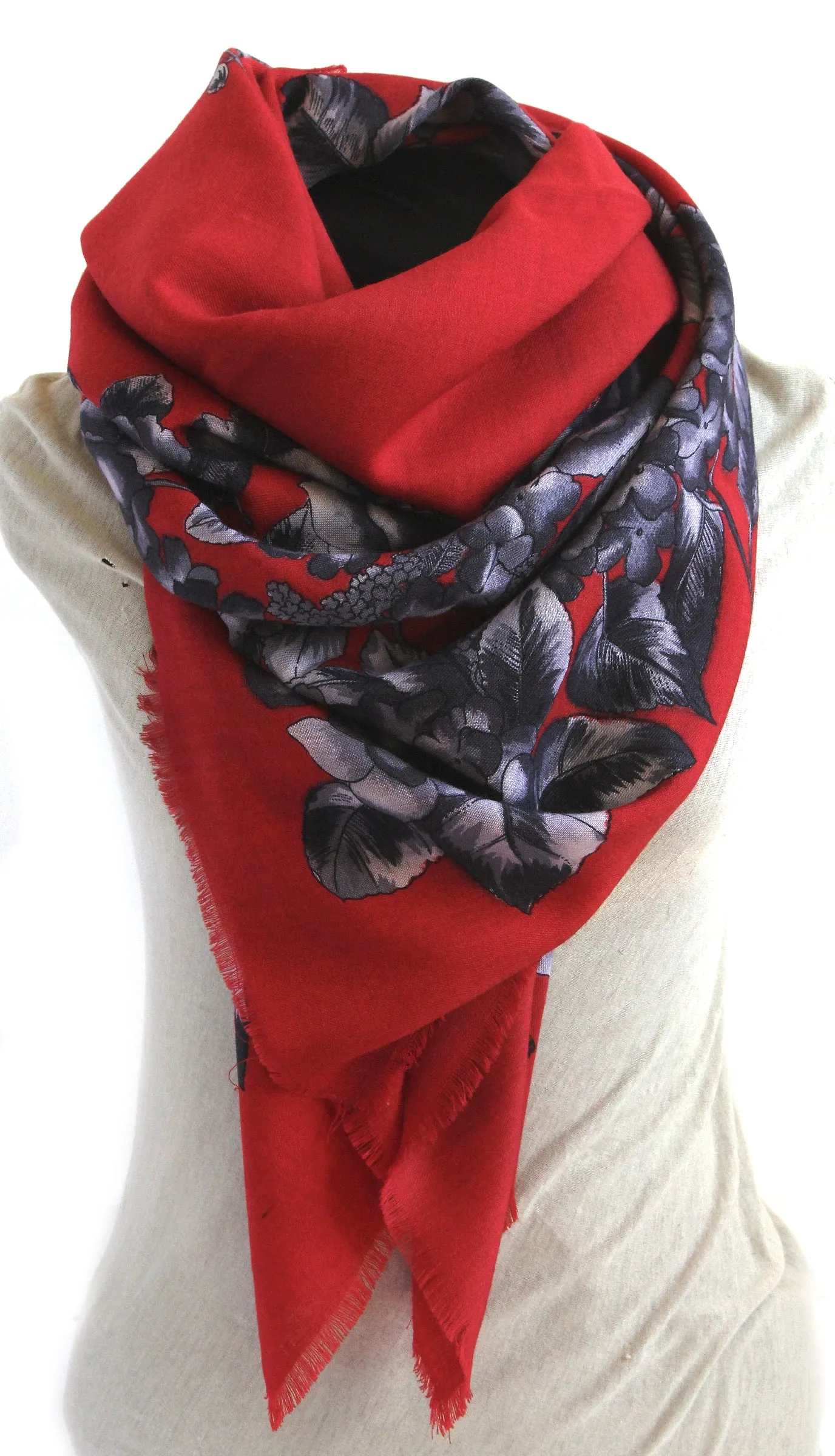 Rodier - Wool Floral Shawl 2154-3 Red