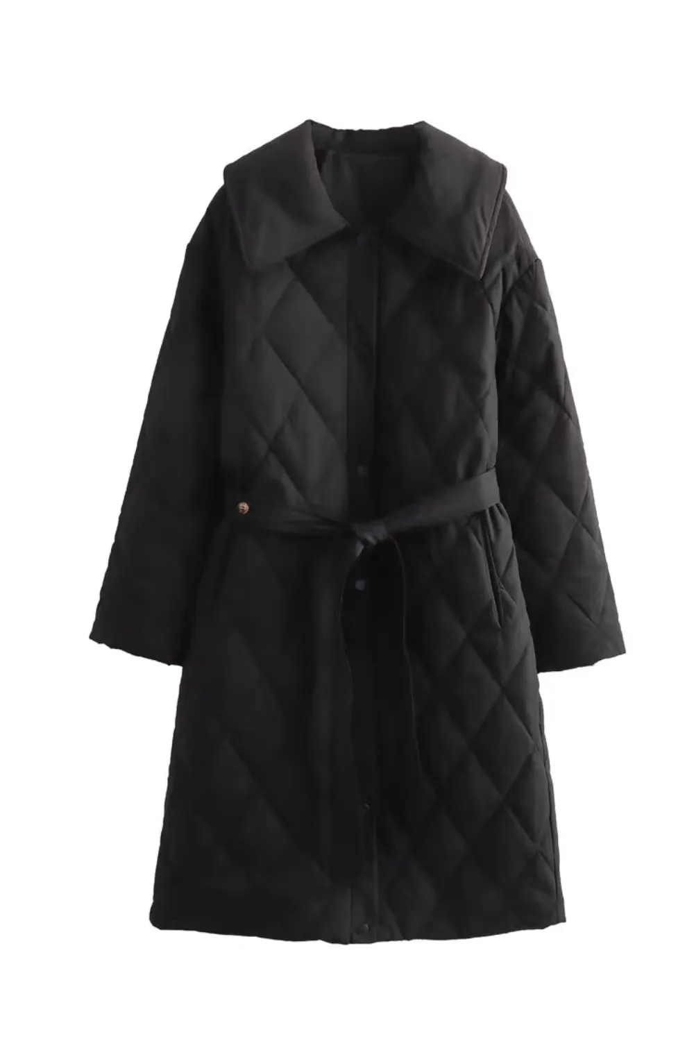 'Samantha' Diamond Quilted Button-down Coat (3 Colors)