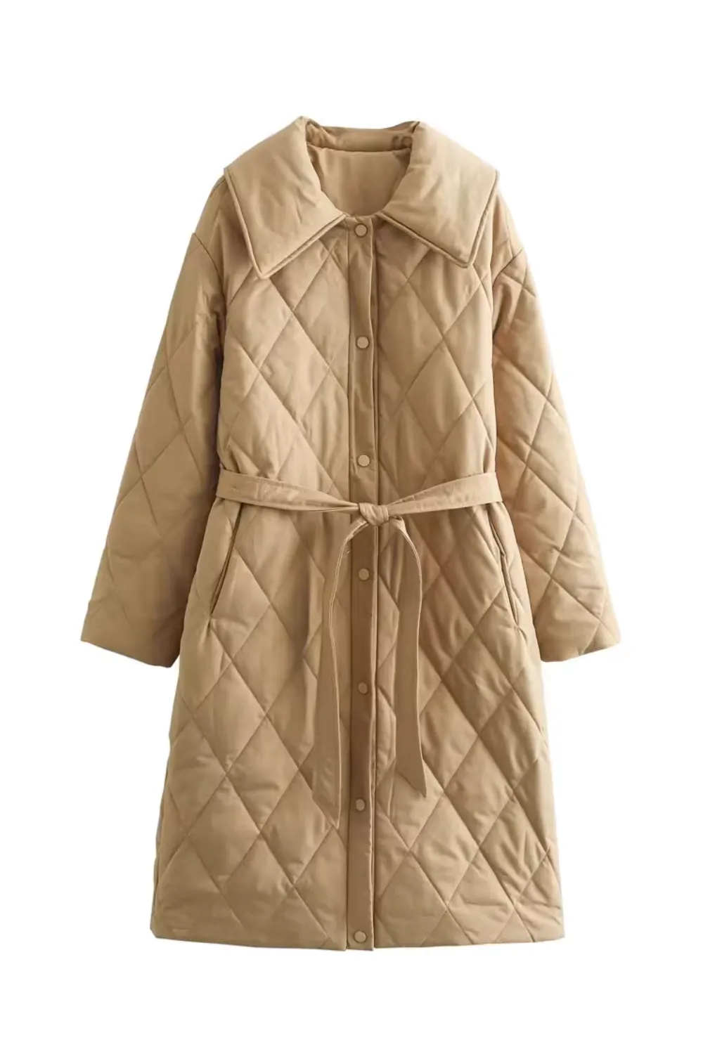 'Samantha' Diamond Quilted Button-down Coat (3 Colors)