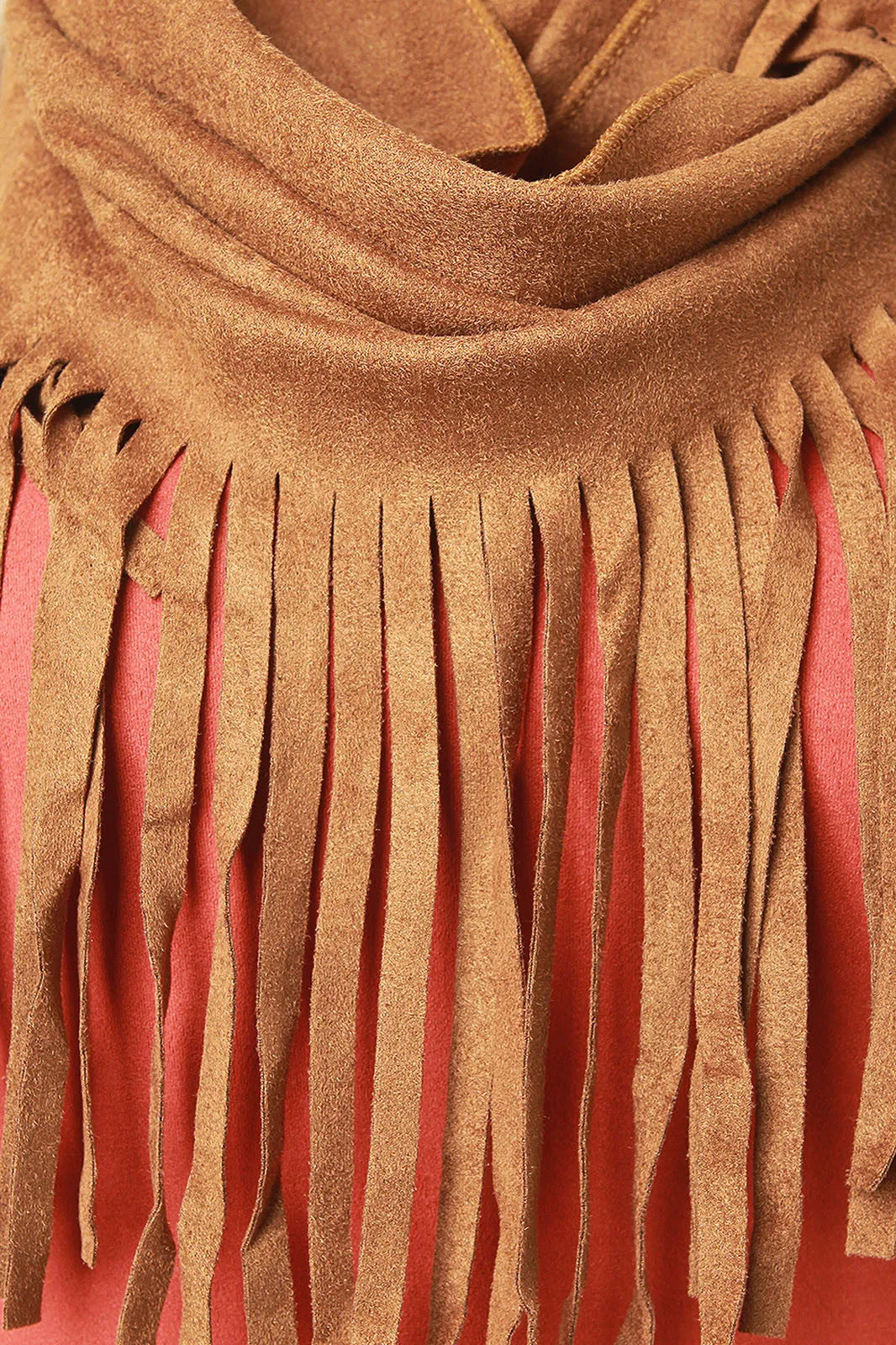 Suede Fringe Infinity Scarf