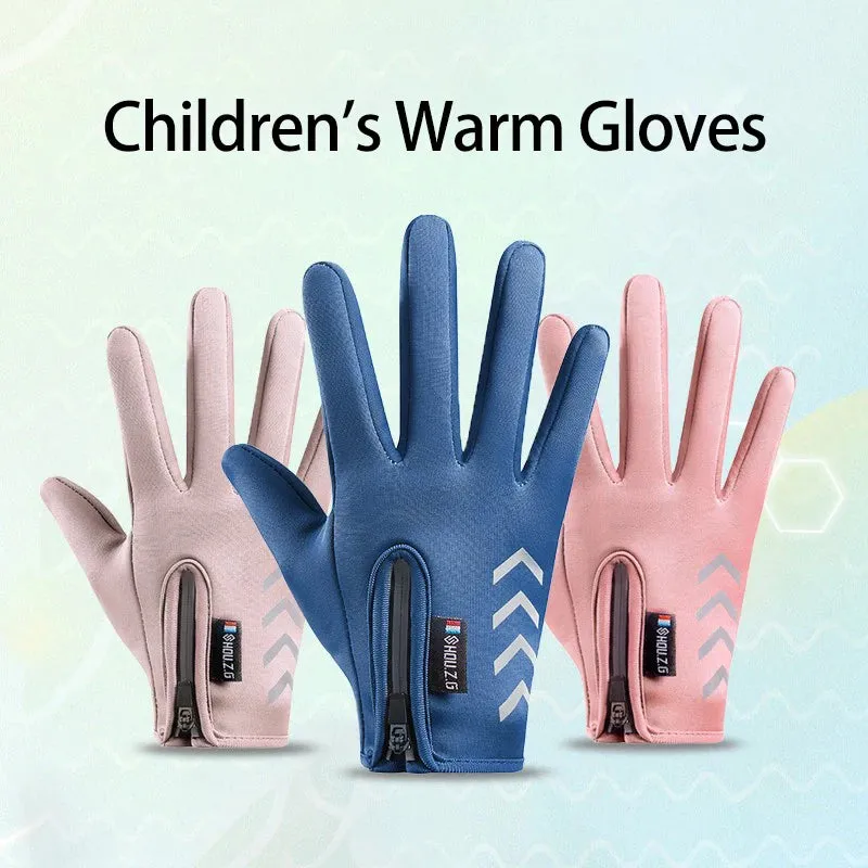 Thermal Waterproof Reflect Light Non-Slip Ski Fleece Zipper Gloves