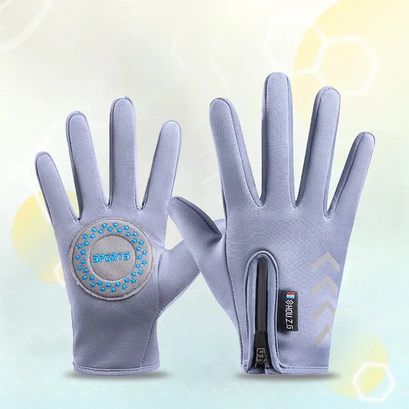 Thermal Waterproof Reflect Light Non-Slip Ski Fleece Zipper Gloves