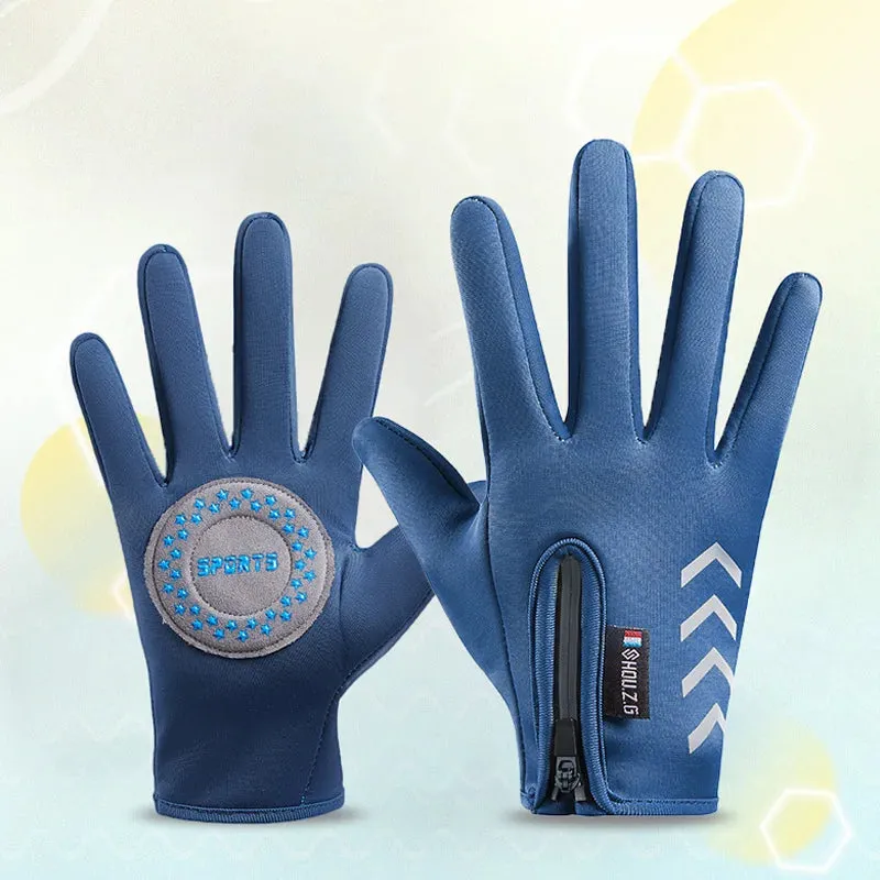 Thermal Waterproof Reflect Light Non-Slip Ski Fleece Zipper Gloves