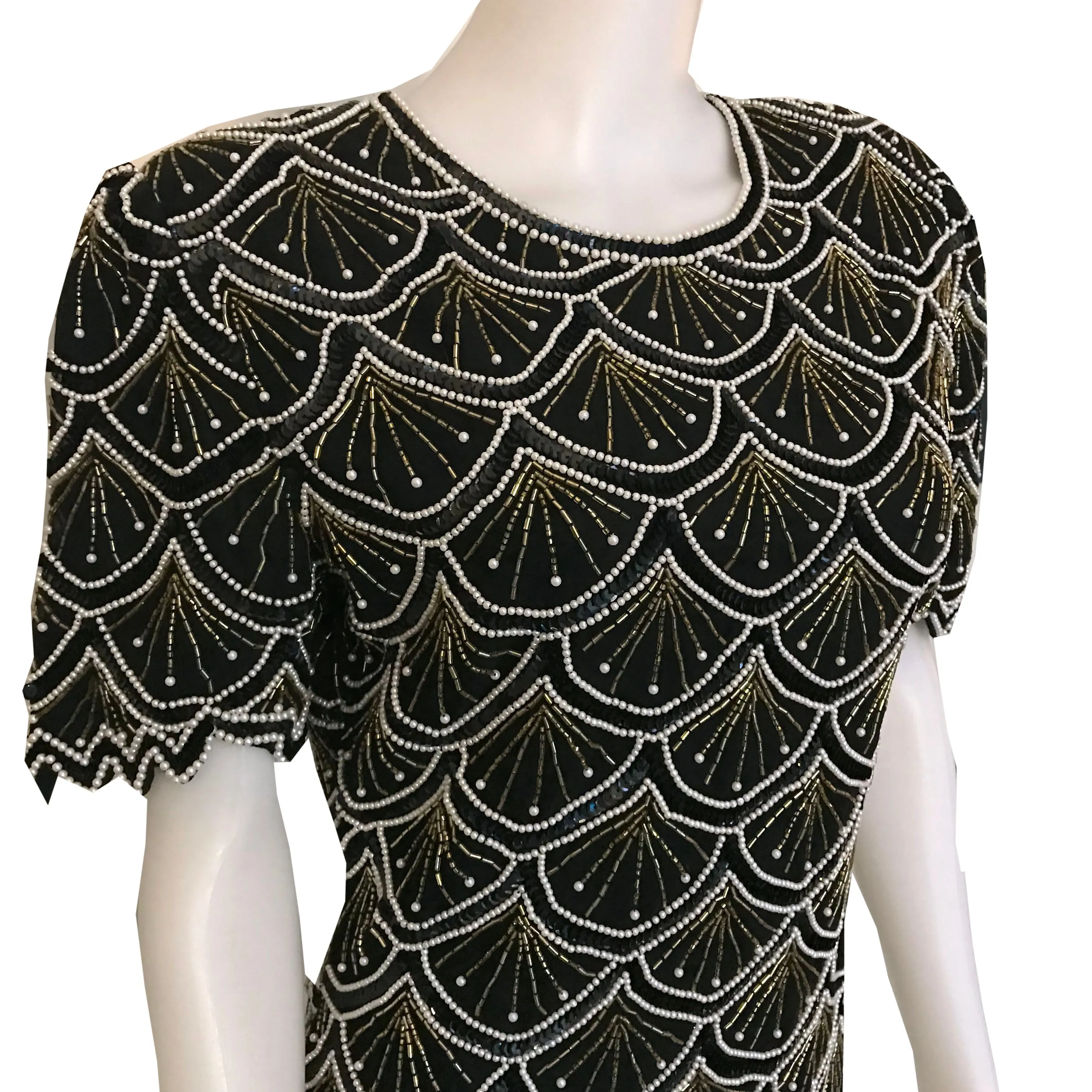 Vintage 1980s Laurence Kazar Beaded Silk Blouse