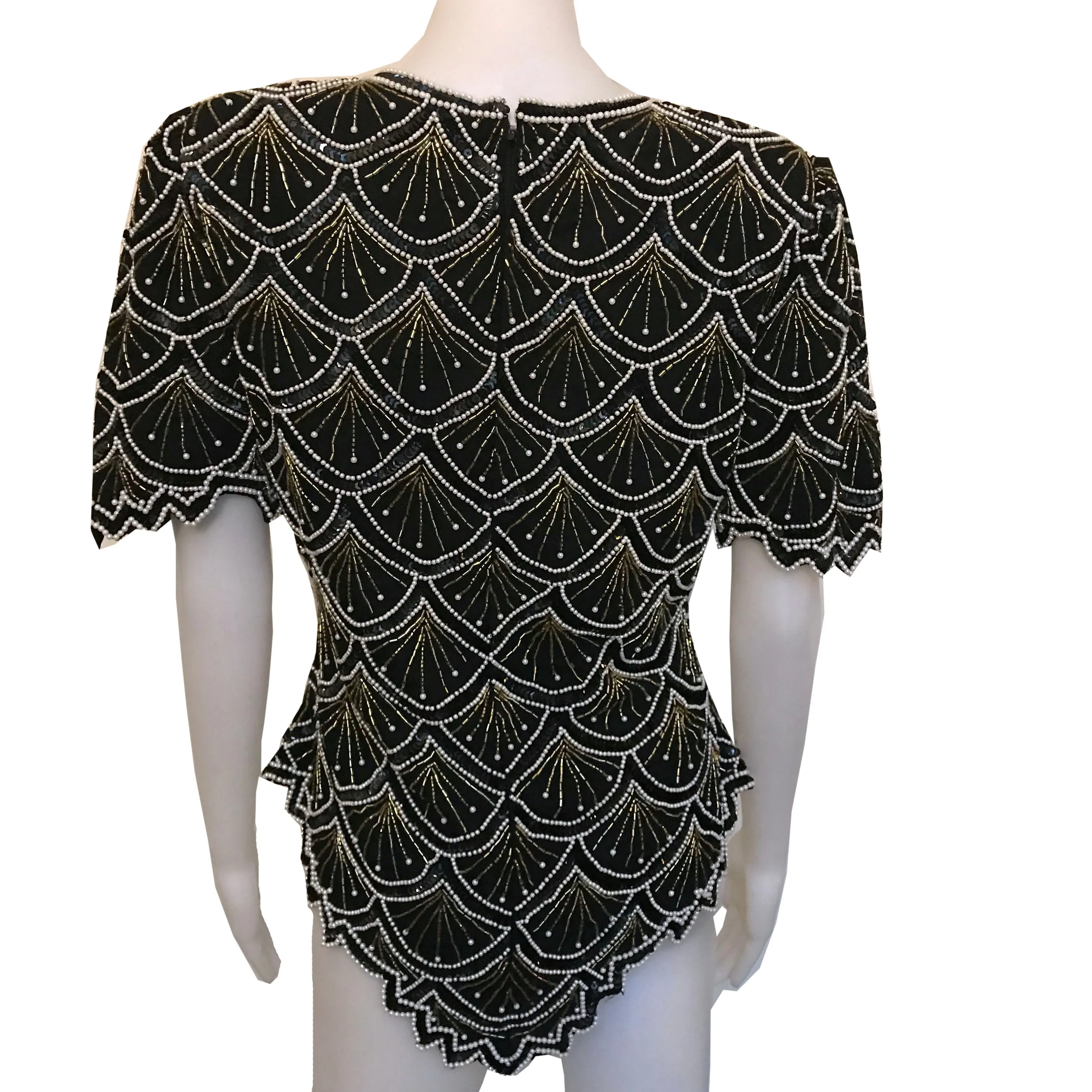 Vintage 1980s Laurence Kazar Beaded Silk Blouse