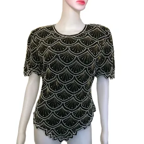 Vintage 1980s Laurence Kazar Beaded Silk Blouse