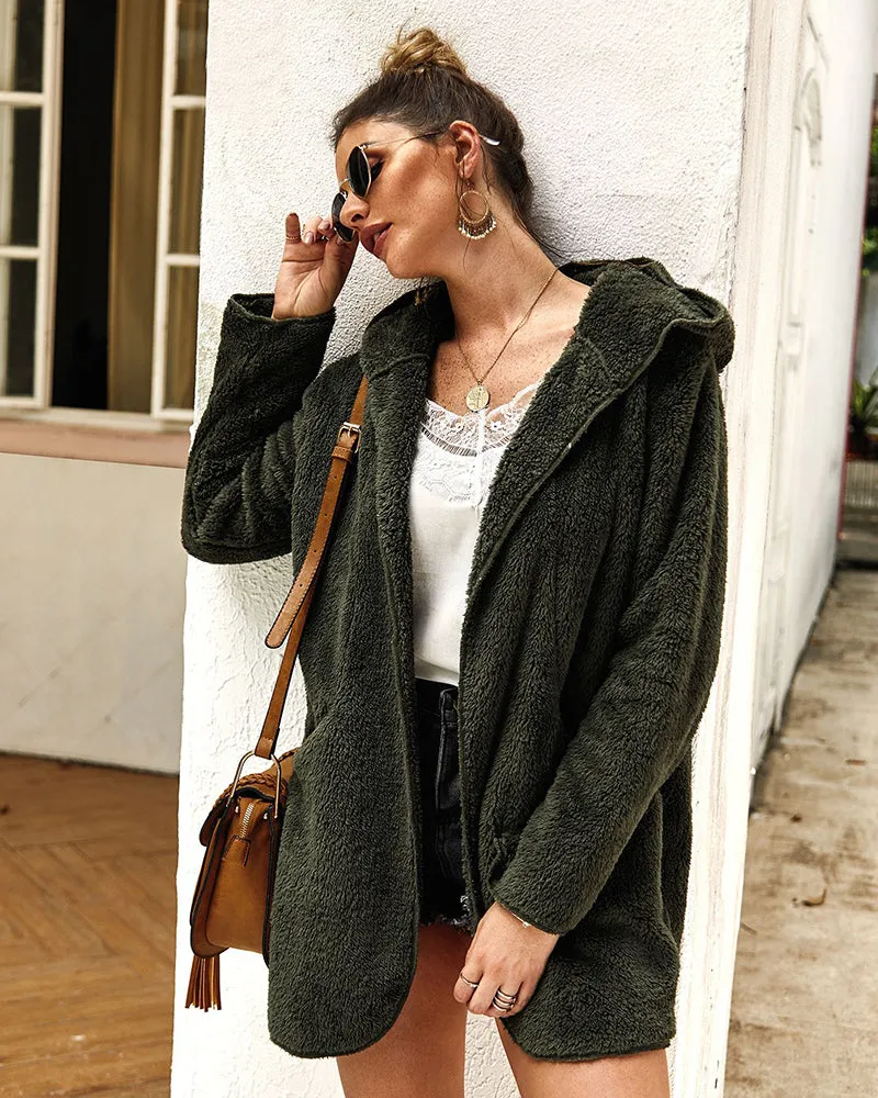 Women's Autumn/Winter Warm Plush Hooded Coat