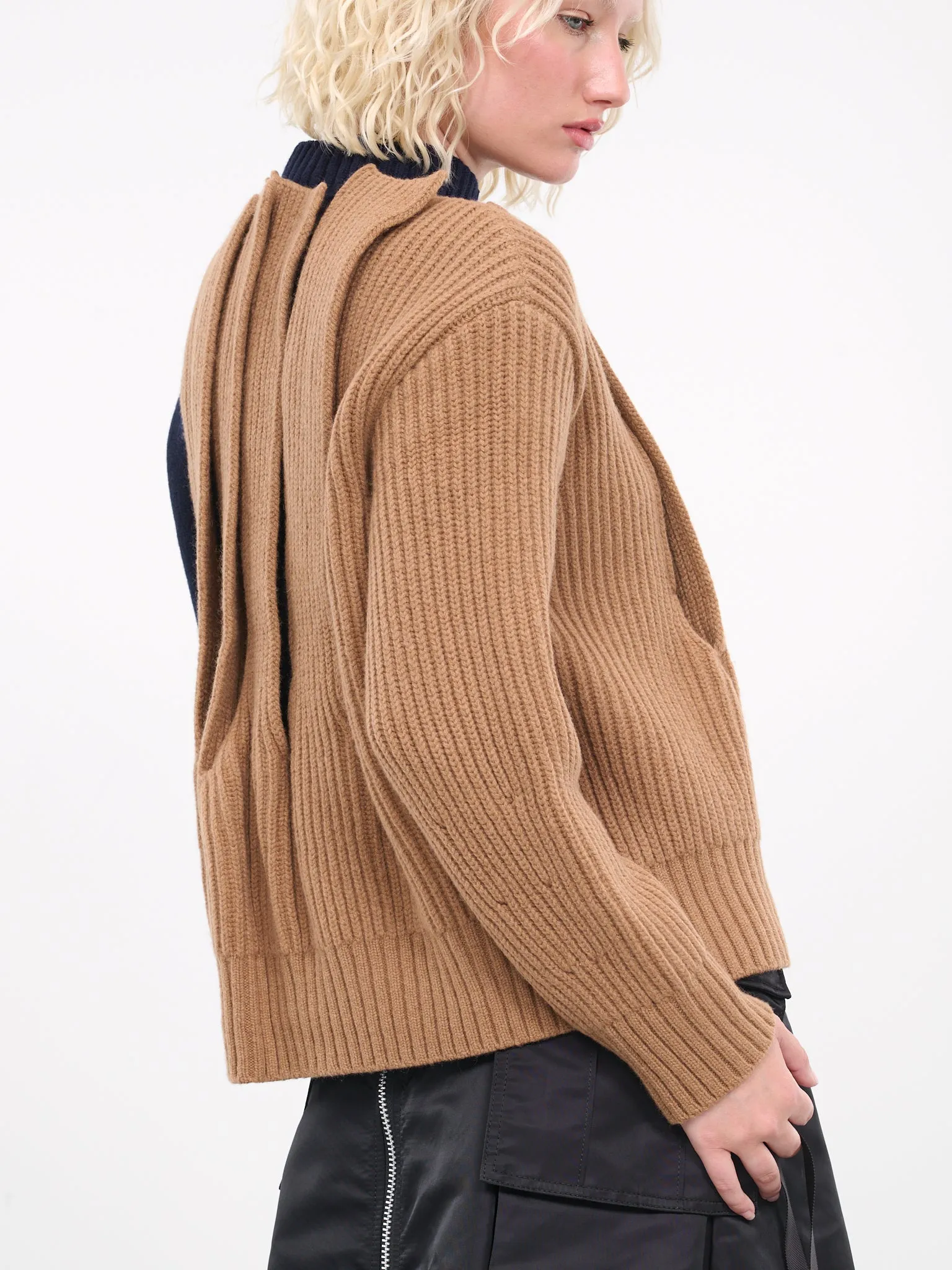 Wool Knit Blouson (06959-662-BEIGE-NAVY)