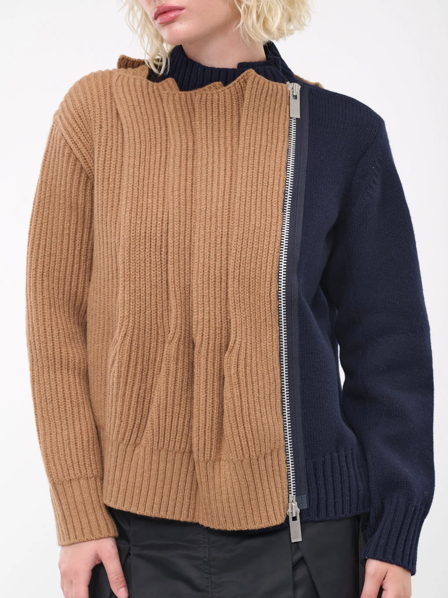 Wool Knit Blouson (06959-662-BEIGE-NAVY)