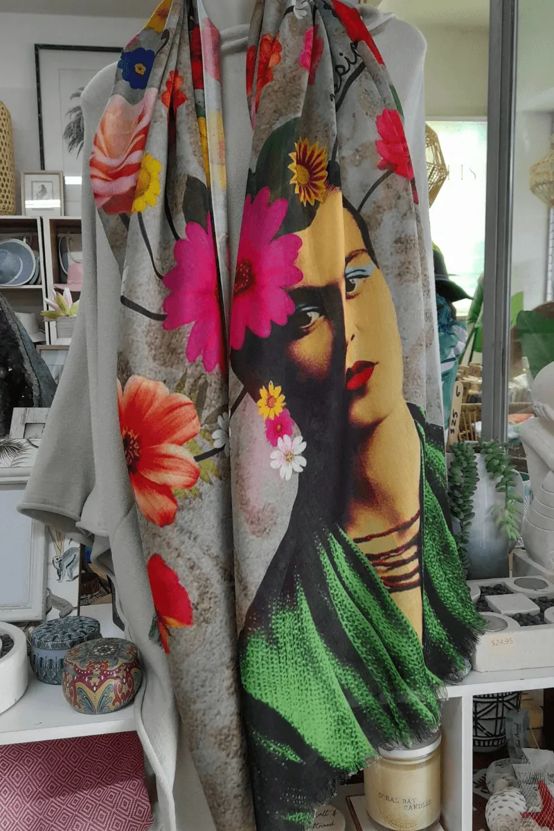 Zura Frida Kahlo Passion 100% Cotton Scarf