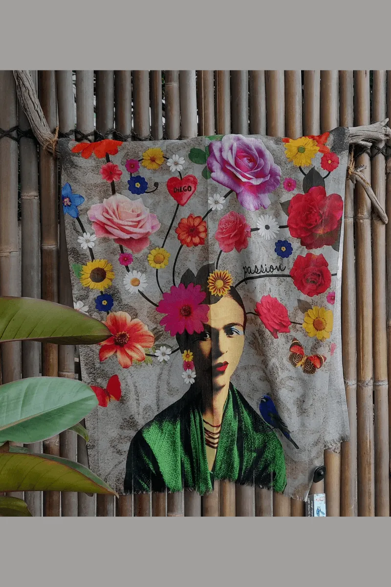 Zura Frida Kahlo Passion 100% Cotton Scarf